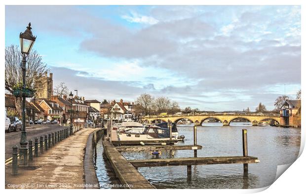 Henley Riverside With a Wonky Lamp Print by Ian Lewis