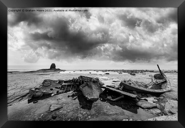 Black Nab and wreck monochrome Framed Print by Graham Moore