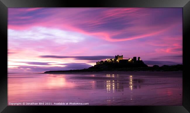 Bamburgh Dawn, Pink #1 Framed Print by Jonathan Bird