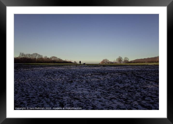 Chilly walk in the sun Framed Mounted Print by Sara Melhuish