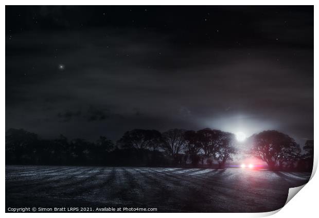 Lone driver in a dark field Print by Simon Bratt LRPS