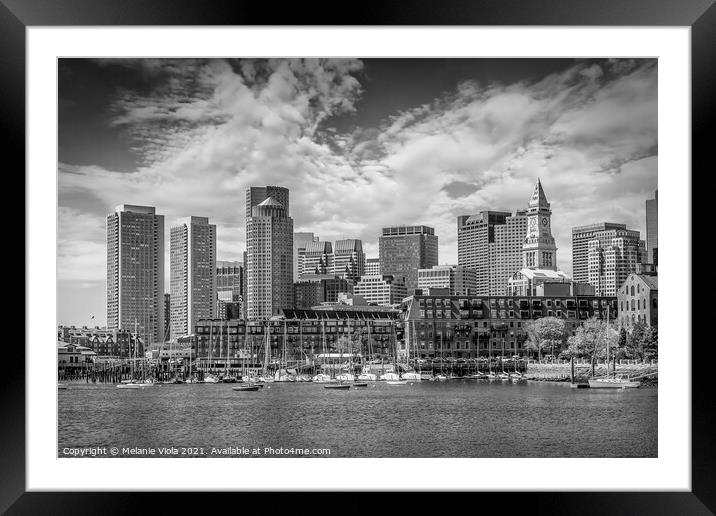BOSTON Skyline North End & Financial District | Monochrome Framed Mounted Print by Melanie Viola