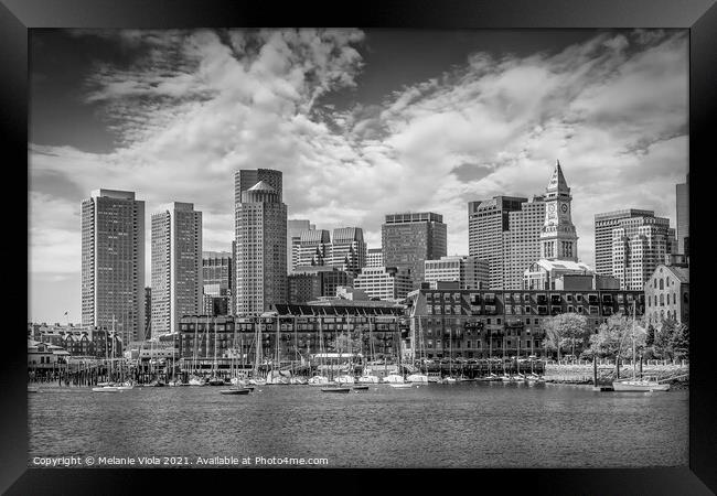 BOSTON Skyline North End & Financial District | Monochrome Framed Print by Melanie Viola