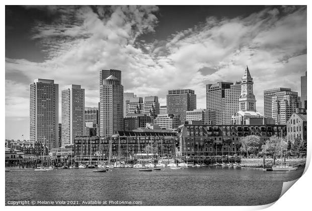 BOSTON Skyline North End & Financial District | Monochrome Print by Melanie Viola