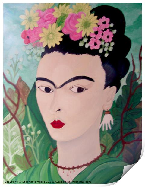 Frida with Flowers Print by Stephanie Moore