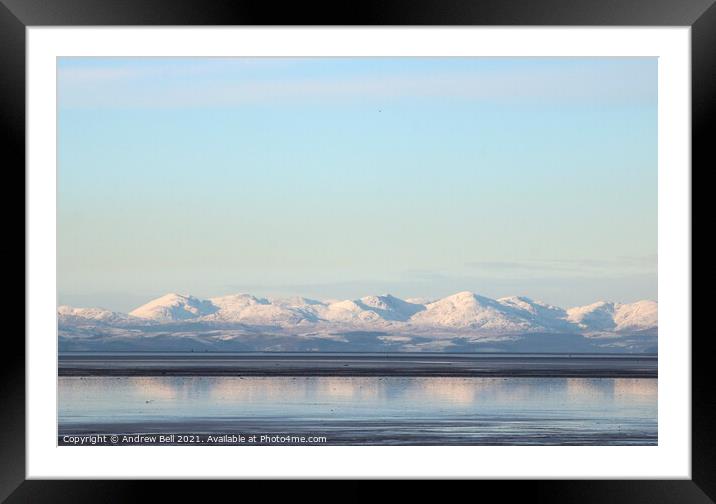 Snow on Lake District Fells Framed Mounted Print by Andrew Bell