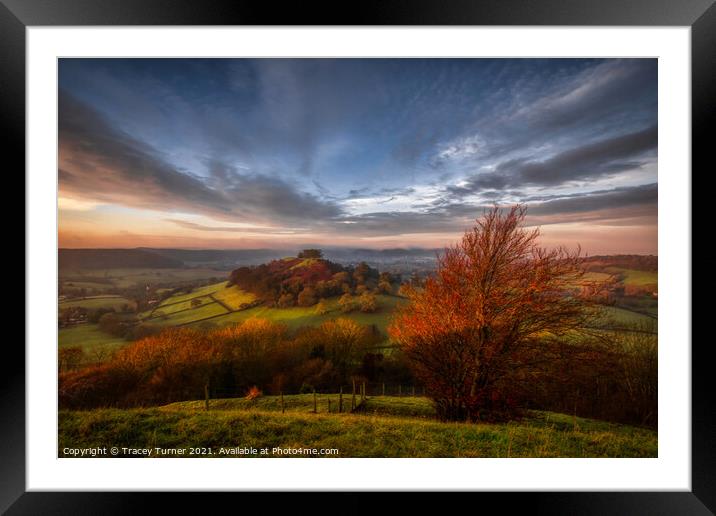 Sunrise over Downham Hill Framed Mounted Print by Tracey Turner