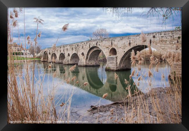 Beziers Bridge over water France  Framed Print by Holly Burgess
