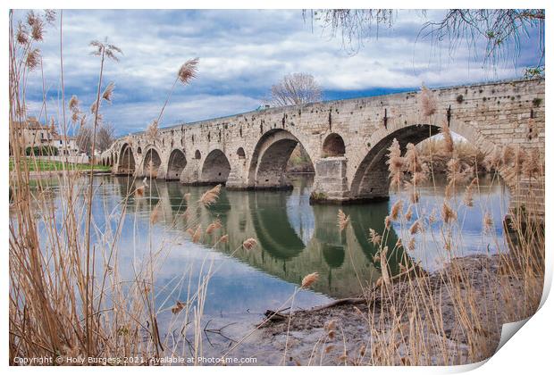 Beziers Bridge over water France  Print by Holly Burgess