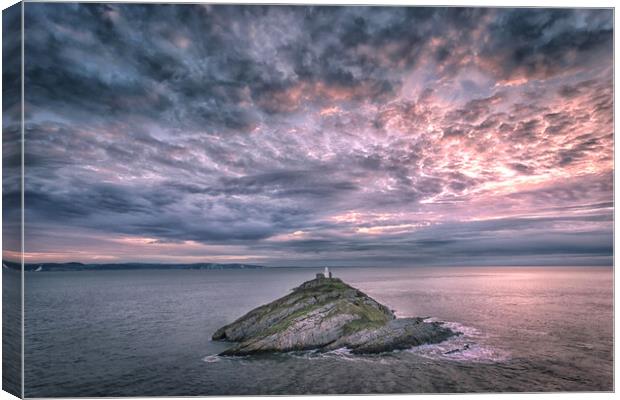 Sunrise at Mumbles lighthouse Canvas Print by Leighton Collins