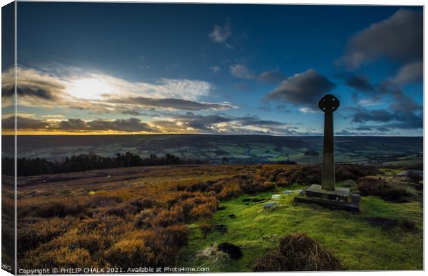 Millennium cross on Heygate near Rosedale on the north Yorkshire moors 133 Canvas Print by PHILIP CHALK