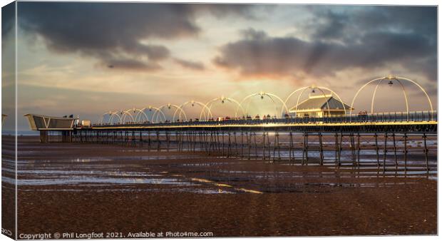 Southport Beach and Pier  Canvas Print by Phil Longfoot