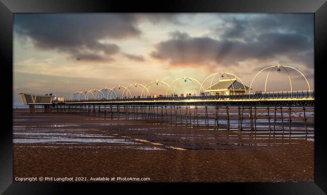 Southport Beach and Pier  Framed Print by Phil Longfoot