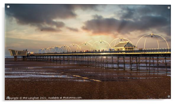 Southport Beach and Pier  Acrylic by Phil Longfoot