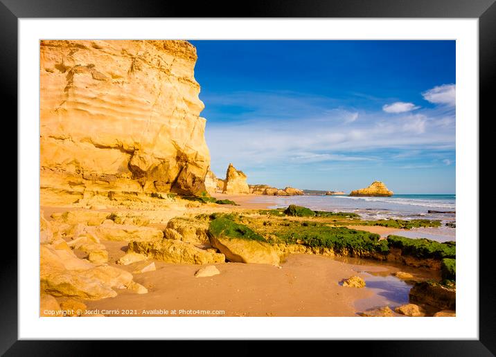 Beaches and cliffs of Praia Rocha, Algarve - 1 Framed Mounted Print by Jordi Carrio