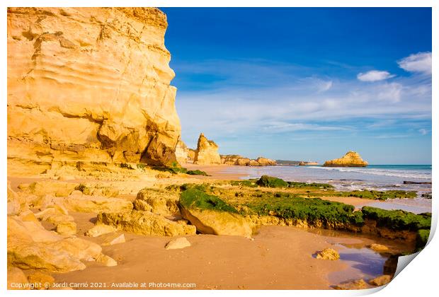 Beaches and cliffs of Praia Rocha, Algarve - 1 Print by Jordi Carrio