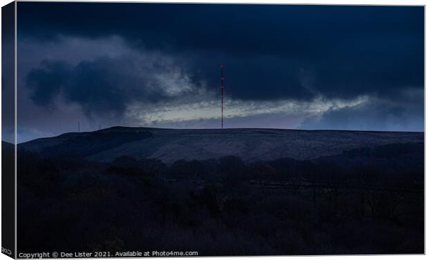 Night landscape of mast on Winter Hill  Canvas Print by Dee Lister