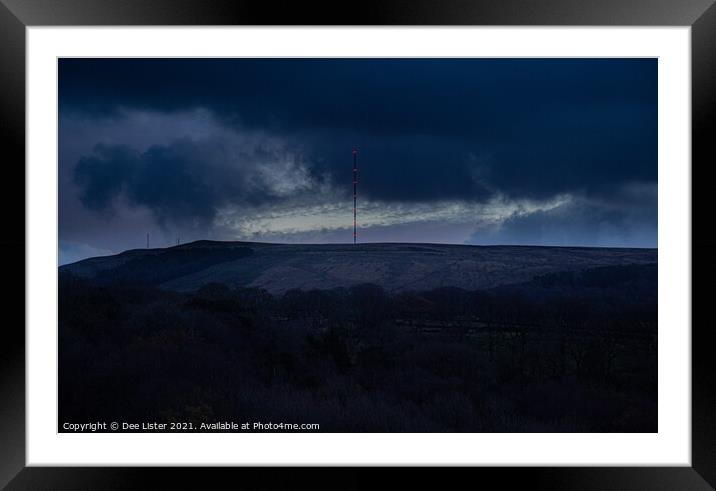 Night landscape of mast on Winter Hill  Framed Mounted Print by Dee Lister