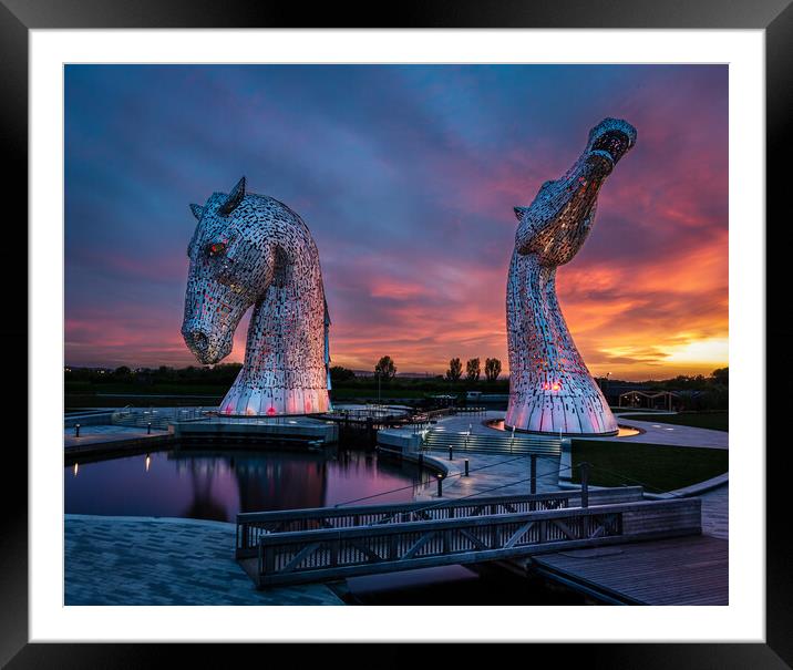 The Kelpies at Sunset II Framed Mounted Print by John Frid