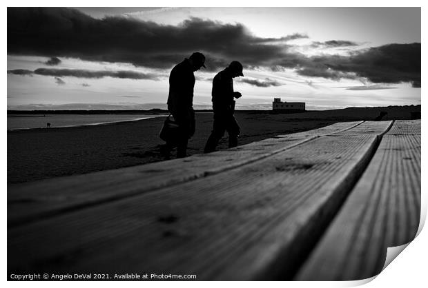 Fishermen marching home after a hard day of work Print by Angelo DeVal