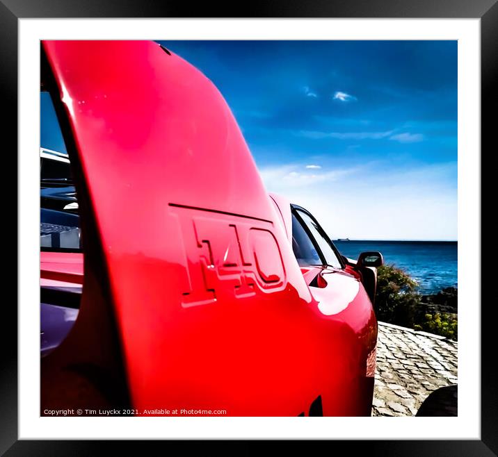 Ferrari F40 enjoys the nice view. Framed Mounted Print by Tim Lu