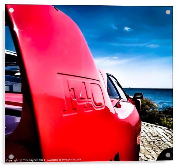 Ferrari F40 enjoys the nice view. Acrylic by Tim Lu