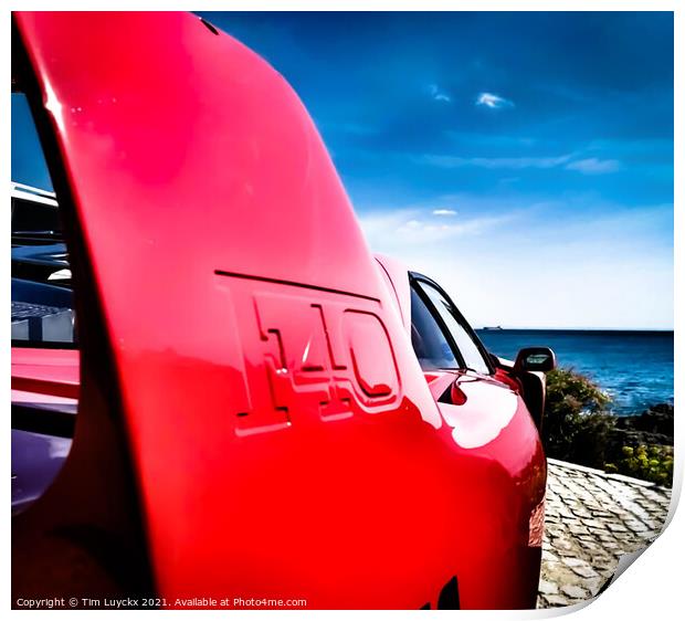 Ferrari F40 enjoys the nice view. Print by Tim Lu