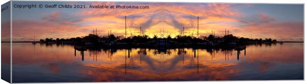 Nautical sunrise waterscape silhouette reflections. Canvas Print by Geoff Childs