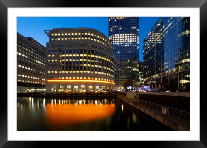 Canary wharf nights Framed Mounted Print by Jeanette Teare