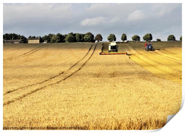 Harvesting barley in Northumberland. Print by mick vardy