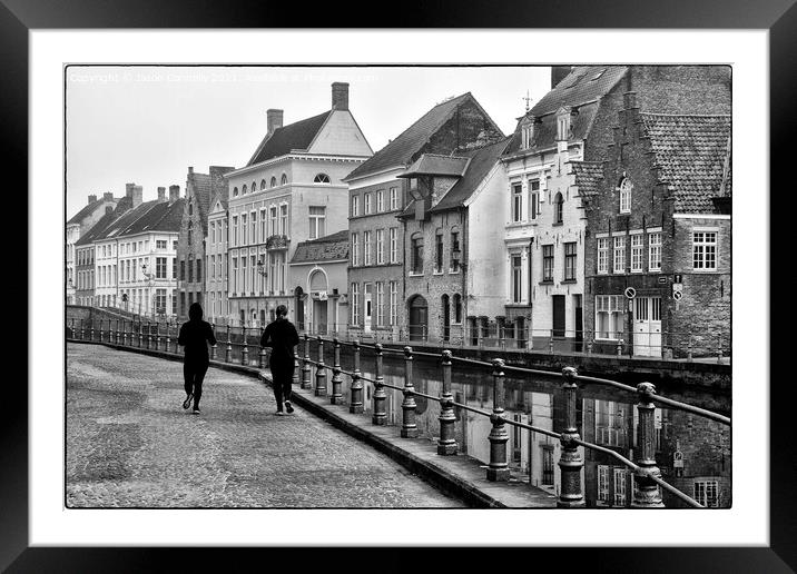 Bruges In Black And White. Framed Mounted Print by Jason Connolly