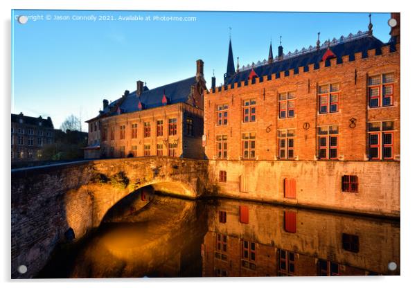 Bruges Canal Reflections. Acrylic by Jason Connolly