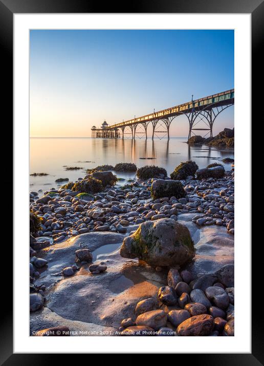 Sunset at Clevedon Pier Framed Mounted Print by Patrick Metcalfe