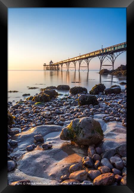 Sunset at Clevedon Pier Framed Print by Patrick Metcalfe