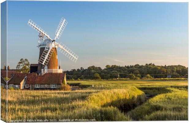 Cley Windmill in the Summer Sunshine Canvas Print by Patrick Metcalfe