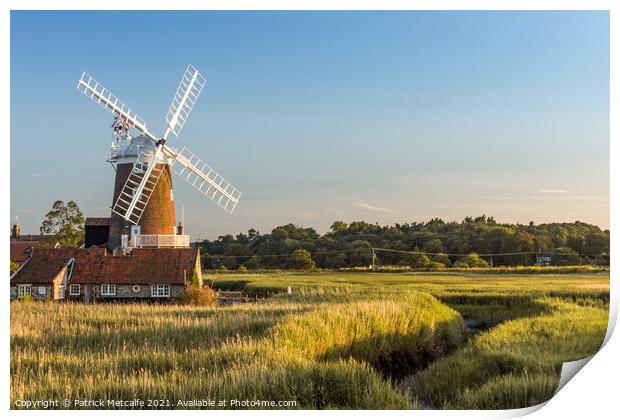 Cley Windmill in the Summer Sunshine Print by Patrick Metcalfe