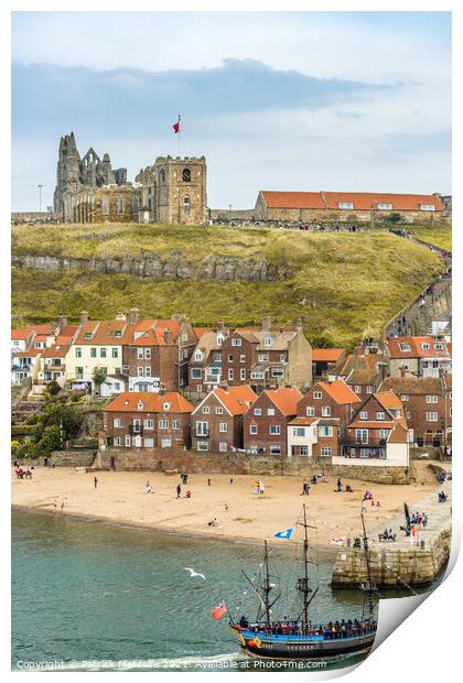 Whitby Harbour and Abbey Print by Patrick Metcalfe