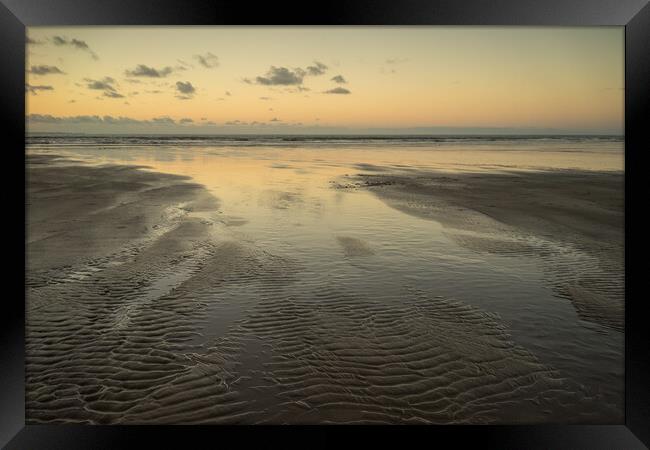 Sunset beach reflections Framed Print by Tony Twyman