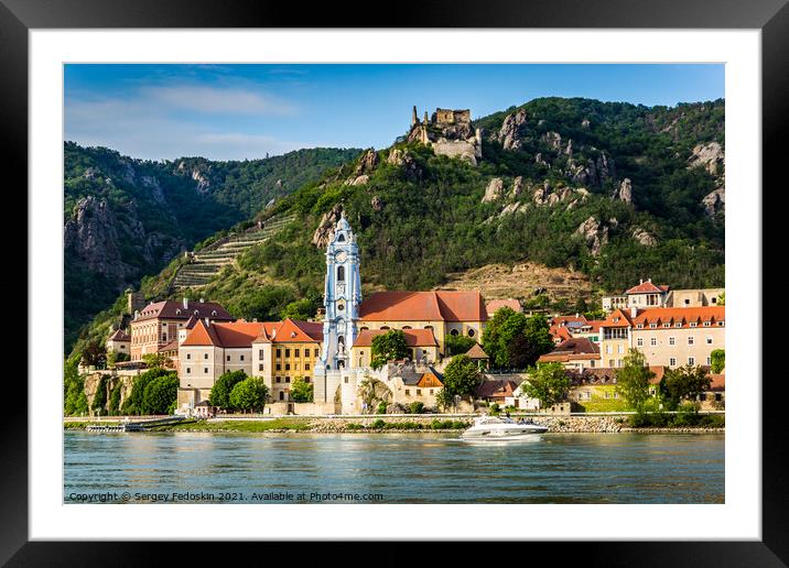 Durnstein and Danube River. Austria. Framed Mounted Print by Sergey Fedoskin