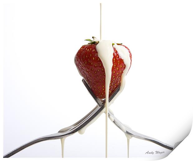Strawberry and cream Print by Andy Wager