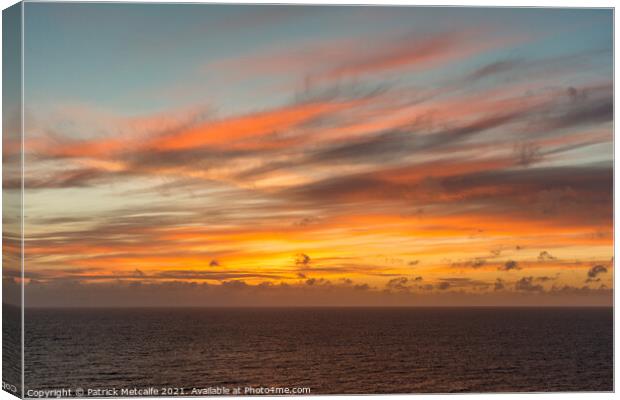 Beautiful Sunset from the Cornish Coast Canvas Print by Patrick Metcalfe