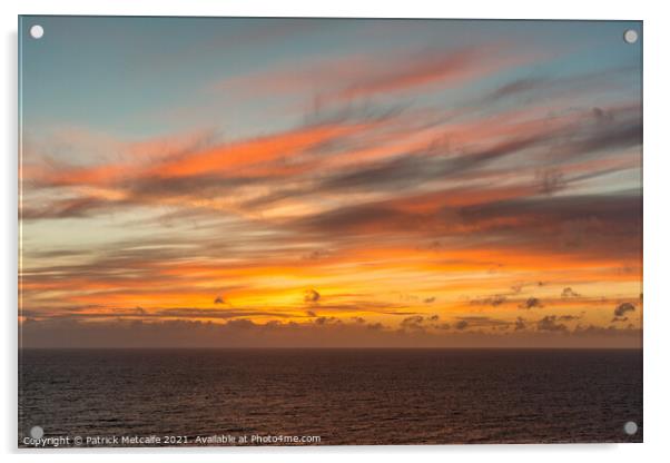 Beautiful Sunset from the Cornish Coast Acrylic by Patrick Metcalfe