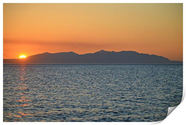 Isle of Arran mountain sunset Print by Allan Durward Photography