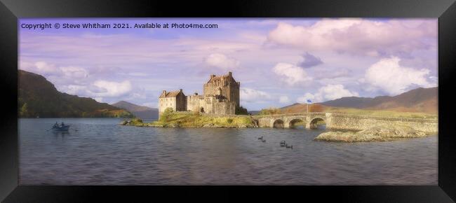 Eilean Donan Castle and Bridge Panorama. Framed Print by Steve Whitham