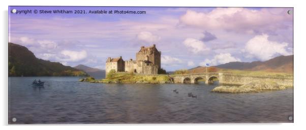 Eilean Donan Castle and Bridge Panorama. Acrylic by Steve Whitham