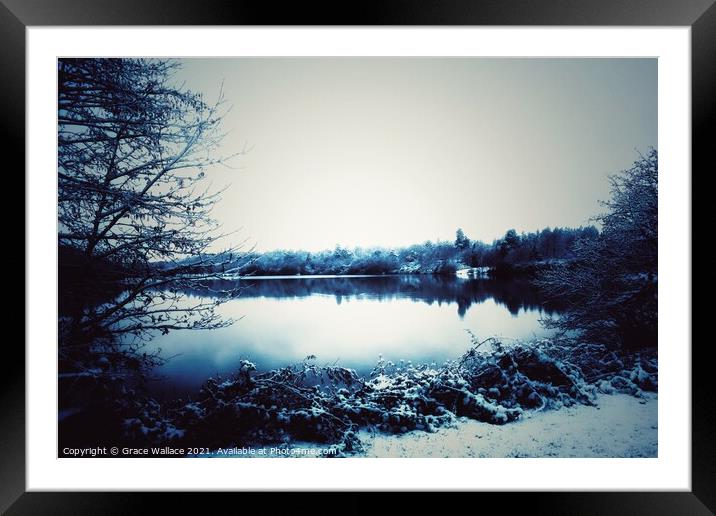Snowy Lake Framed Mounted Print by Grace Wallace