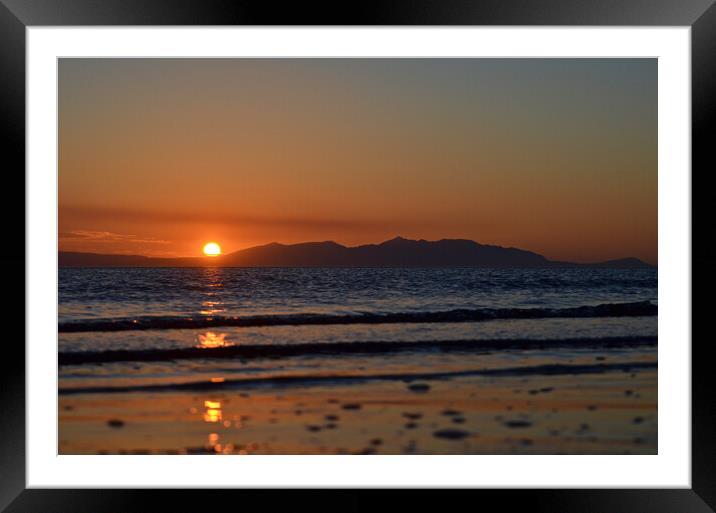 Sunset behind silhouetted Isle of Arran Framed Mounted Print by Allan Durward Photography