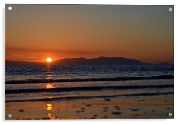 Sunset behind silhouetted Isle of Arran Acrylic by Allan Durward Photography