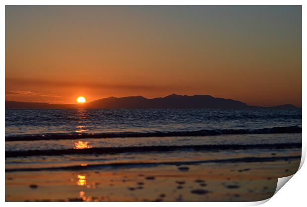 Sunset behind silhouetted Isle of Arran Print by Allan Durward Photography