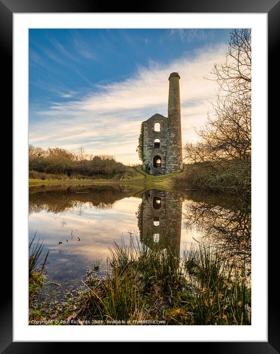 Ale and Cakes tin mine, located on United Downs, near Redruth, in Cornwall Framed Mounted Print by Paul Richards